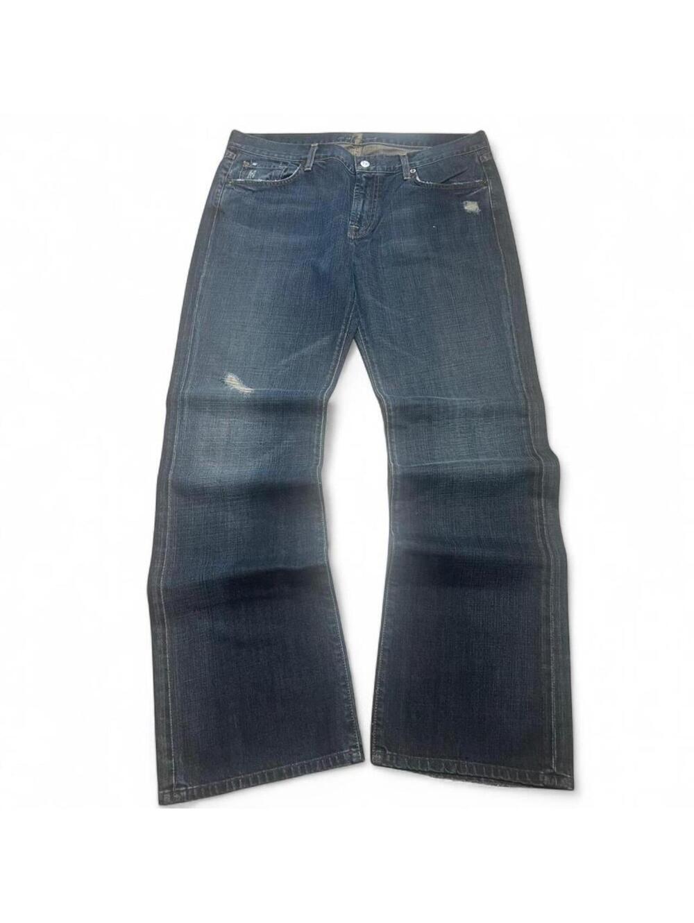 Y2K 7 For All Mankind Bootcut Jeans Sz. 36X33 Made in USA Distressed